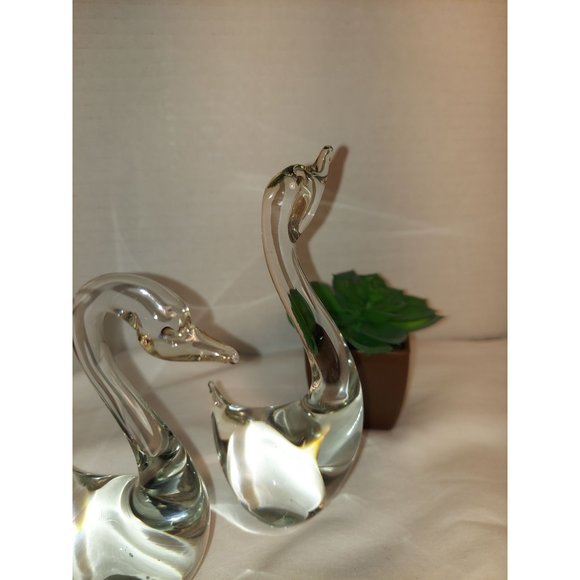 Set of 2 Vintage ACC Handmade Glass Blown Swan Figurine - Picture 3 of 5
